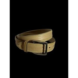 Paul Frederick Men's Tan On Tan Leather Dress Belt Made in Italy Size 35 Quality